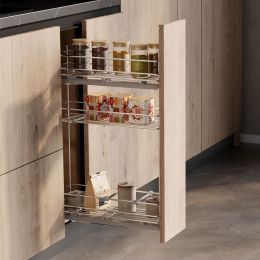 Emuca Portabottiglie estraibile SupraMax con chiusura soft, lato sinistro, 3 vassoi, unità 200 mm, Acciaio, Cromato lucido 2