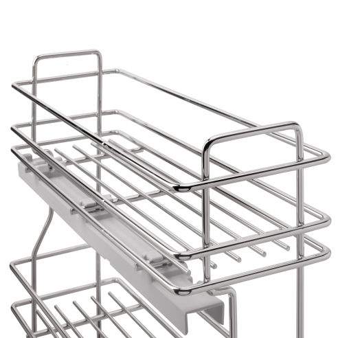 Emuca Portabottiglie estraibile SupraMax con chiusura soft, lato sinistro, 3 vassoi, unità 200 mm, Acciaio, Cromato lucido