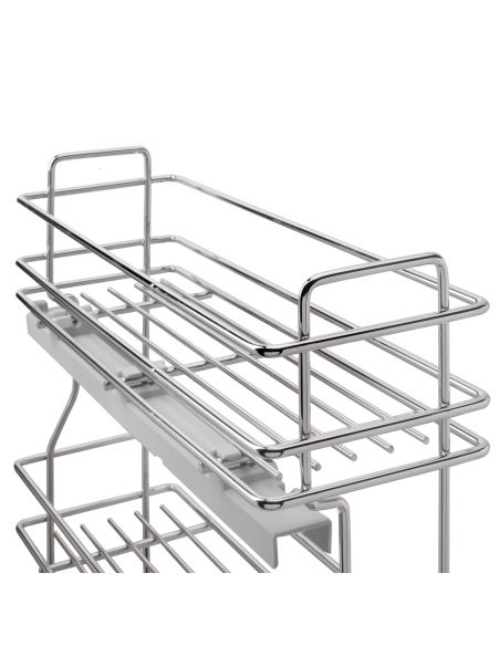 Emuca Portabottiglie estraibile SupraMax con chiusura soft, lato sinistro, 3 vassoi, unità 200 mm, Acciaio, Cromato lucido