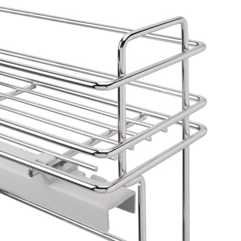 Emuca Portabottiglie estraibile SupraMax con chiusura soft, lato sinistro, 3 vassoi, unità 200 mm, Acciaio, Cromato lucido