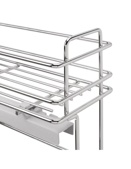 Emuca Portabottiglie estraibile SupraMax con chiusura soft, lato sinistro, 3 vassoi, unità 200 mm, Acciaio, Cromato lucido