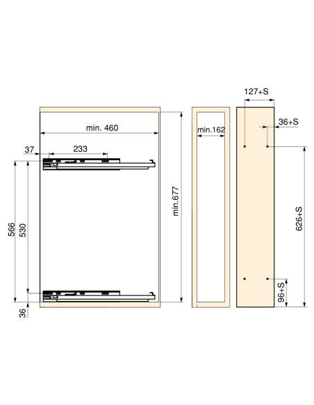 Emuca Portabottiglie estraibile SupraMax con chiusura soft, lato sinistro, 3 vassoi, unità 200 mm, Acciaio, Cromato lucido