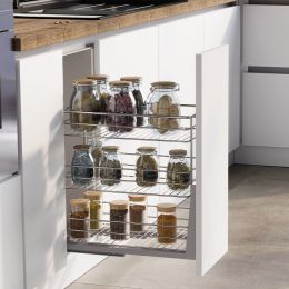 Emuca Carrello estraibile Supra con fissaggio inferiore con chiusura softt, modulo 300mm Acciaio, Cromato 2