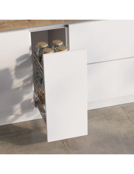 Emuca Carrello estraibile Supra con fissaggio inferiore con chiusura softt, modulo 300mm Acciaio, Cromato