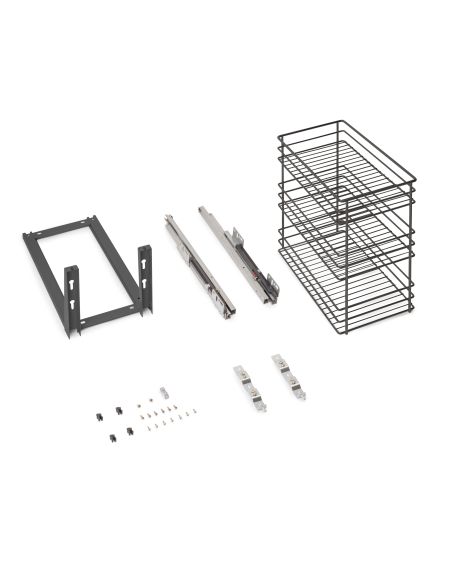 Emuca Carrello estraibile Titane con fissaggio inferiore con chiusura softt, modulo 300mm Acciaio, Grigio antracite