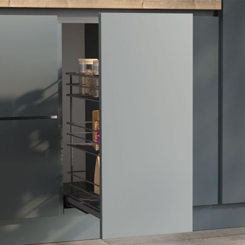 Emuca Carrello estraibile Titane con fissaggio inferiore con chiusura softt, modulo 300mm Acciaio, Grigio antracite