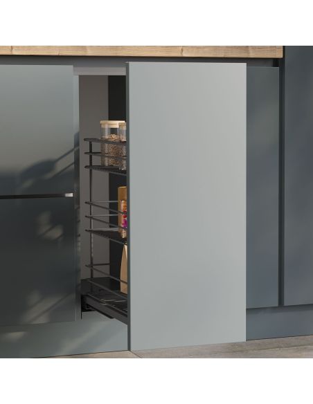 Emuca Carrello estraibile Titane con fissaggio inferiore con chiusura softt, modulo 300mm Acciaio, Grigio antracite