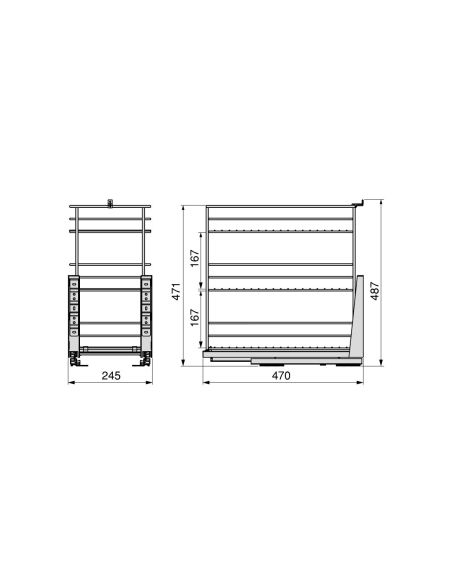 Emuca Carrello estraibile Titane con fissaggio inferiore con chiusura softt, modulo 300mm Acciaio, Grigio antracite