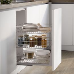 Emuca Carrello estraibile Supra con fissaggio inferiore con chiusura softt, modulo 400mm, Acciaio, Cromato 2