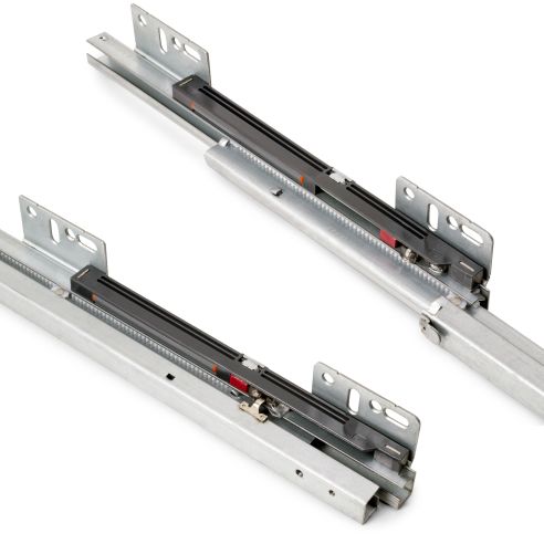 Emuca Carrello estraibile Supra con fissaggio inferiore con chiusura softt, modulo 400mm, Acciaio, Cromato