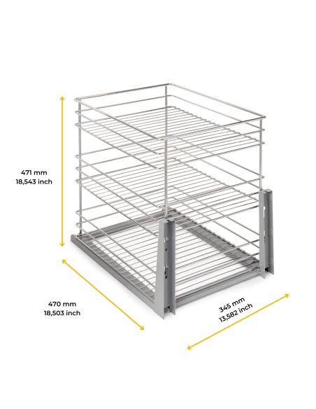 Emuca Carrello estraibile Supra con fissaggio inferiore con chiusura softt, modulo 400mm, Acciaio, Cromato