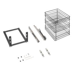 Emuca Carrello estraibile Titane con fissaggio inferiore con chiusura softt, modulo 400mm, Acciaio, Grigio antracite