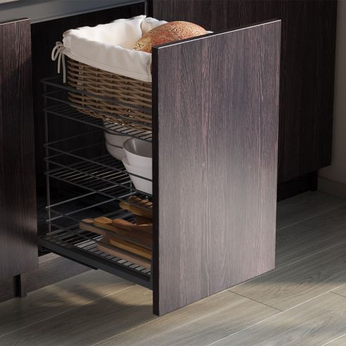 Emuca Carrello estraibile Titane con fissaggio inferiore con chiusura softt, modulo 400mm, Acciaio, Grigio antracite