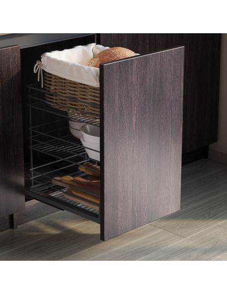 Emuca Carrello estraibile Titane con fissaggio inferiore con chiusura softt, modulo 400mm, Acciaio, Grigio antracite