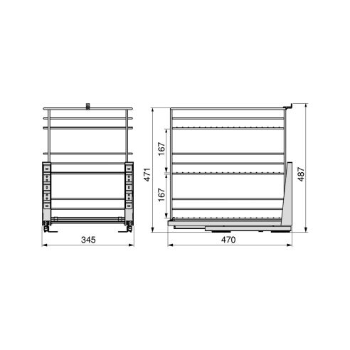 Emuca Carrello estraibile Titane con fissaggio inferiore con chiusura softt, modulo 400mm, Acciaio, Grigio antracite