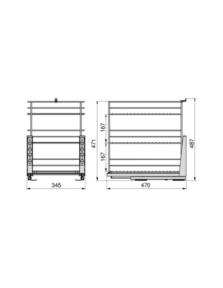 Emuca Carrello estraibile Titane con fissaggio inferiore con chiusura softt, modulo 400mm, Acciaio, Grigio antracite