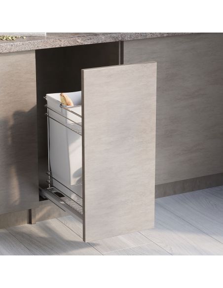 Emuca Carrello estraibile con cestelli e carrello del pane Supra con fissaggio inferiore con chiusura soft, Modulo 300, Acciaio