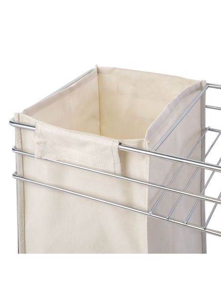 Emuca Carrello estraibile con cestelli e carrello del pane Supra con fissaggio inferiore con chiusura soft, Modulo 300, Acciaio