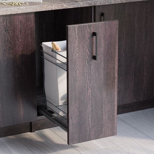 Emuca Carrello estraibile con cestelli e carrello del pane Titane con fissaggio inferiore con chiusura soft, modulo 300mm