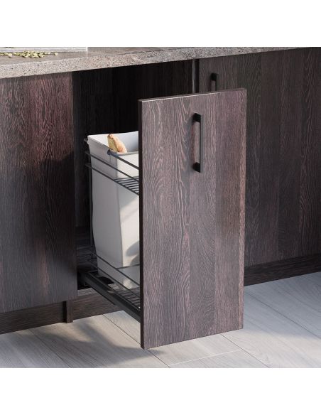 Emuca Carrello estraibile con cestelli e carrello del pane Titane con fissaggio inferiore con chiusura soft, modulo 300mm