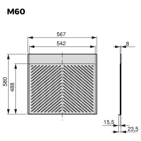 Emuca Fondi sotto lavello Sink, M60, 567x580mm, spessore della tavola 16mm, tagliabile, Tecnoplastica, Grigio antracite
