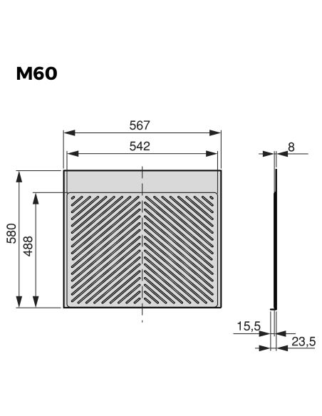 Emuca Fondi sotto lavello Sink, M60, 567x580mm, spessore della tavola 16mm, tagliabile, Tecnoplastica, Grigio antracite