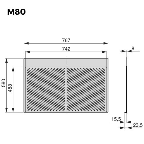 Emuca Fondi sotto lavello Sink, M80, 767x580mm, spessore della tavola 16mm, tagliabile, Tecnoplastica, Grigio antracite