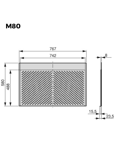 Emuca Fondi sotto lavello Sink, M80, 767x580mm, spessore della tavola 16mm, tagliabile, Tecnoplastica, Grigio antracite