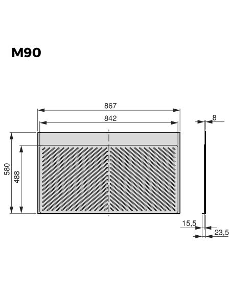 Emuca Fondi sotto lavello Sink, M90, 867x580mm, spessore della tavola 16mm, tagliabile, Tecnoplastica, Grigio antracite