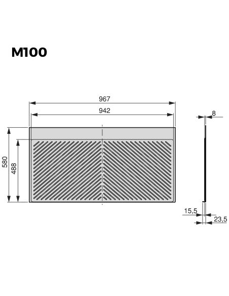 Emuca Fondi sotto lavello Sink, M100, 967x580mm, spessore della tavola 16mm, tagliabile, Tecnoplastica, Grigio antracite