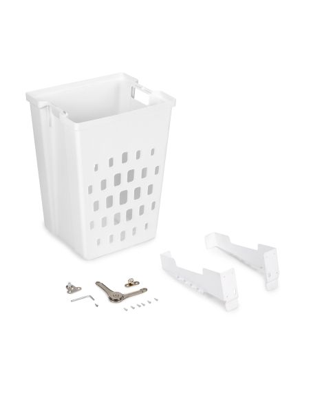 Emuca Cesto portabiancheria Laundry per modulo, Plastica bianca, Tecnoplastica e Acciaio