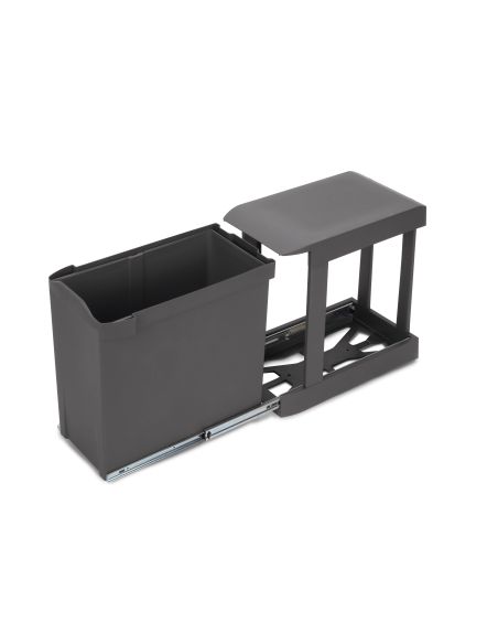 Emuca Pattumiere per raccolta differenziata per cucina, 1 x 30L, fissaggio inferiore, estrazione automatica, Acciaio e Plastica