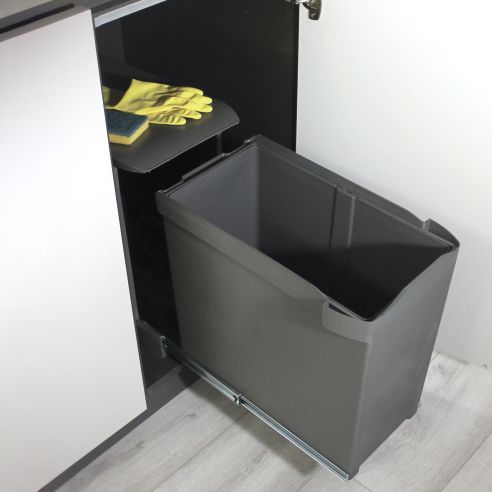 Emuca Pattumiere per raccolta differenziata per cucina, 1 x 30L, fissaggio inferiore, estrazione automatica, Acciaio e Plastica