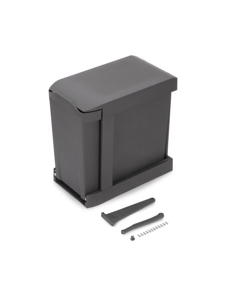 Emuca Pattumiere per raccolta differenziata per cucina, 1 x 30L, fissaggio inferiore, estrazione automatica, Acciaio e Plastica