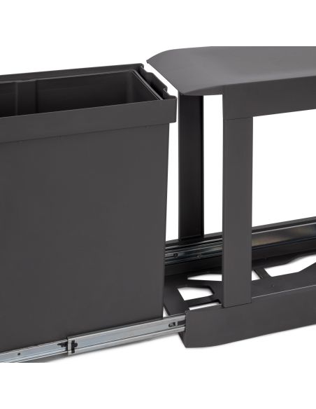 Emuca Pattumiere per raccolta differenziata per cucina, 1 x 30L, fissaggio inferiore, estrazione automatica, Acciaio e Plastica