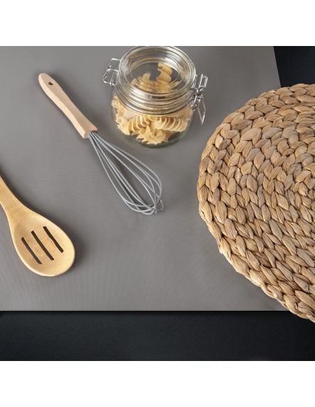 Emuca Tappetino antiscivolo per cassetti, Effetto tessuto, Plastica grigia, Tecnoplastica