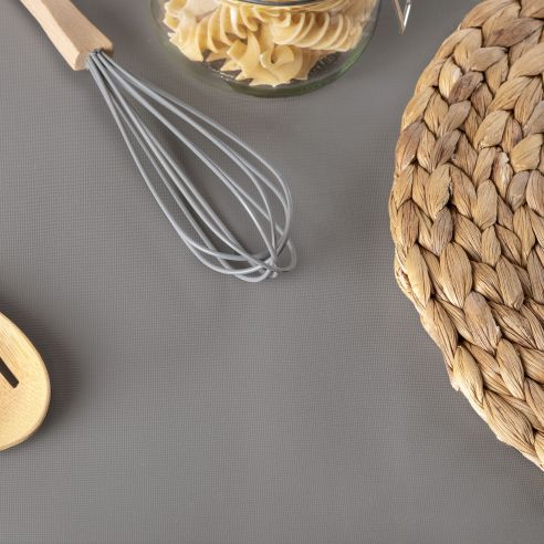 Emuca Tappetino antiscivolo per cassetti, Effetto tessuto, Plastica grigia, Tecnoplastica