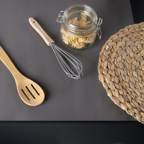 Emuca Tappetino antiscivolo per cassetti, Effetto tessuto, Plastica grigio antracite, Tecnoplastica