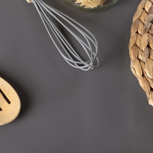 Emuca Tappetino antiscivolo per cassetti, Effetto tessuto, Plastica grigio antracite, Tecnoplastica