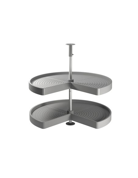 Emuca Coppia di cestelli girevole Shelvo 3/4, 800, Plastica grigia, Tecnoplastica e Alluminio
