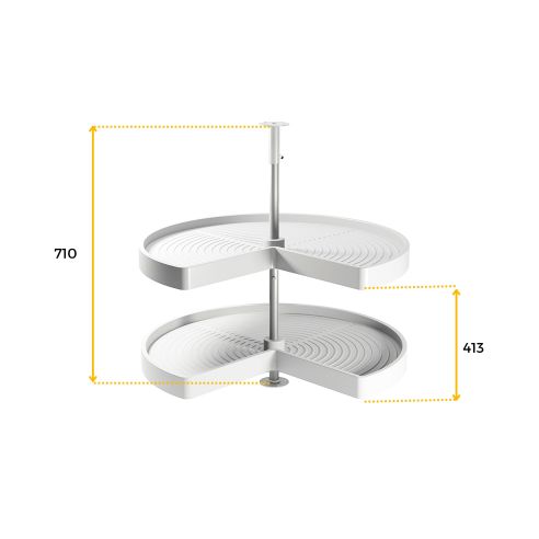 Emuca Coppia di cestelli girevole Shelvo 3/4, 900, Plastica bianca, Tecnoplastica e Alluminio