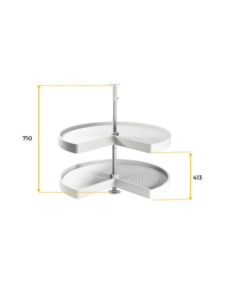 Emuca Coppia di cestelli girevole Shelvo 3/4, 900, Plastica bianca, Tecnoplastica e Alluminio