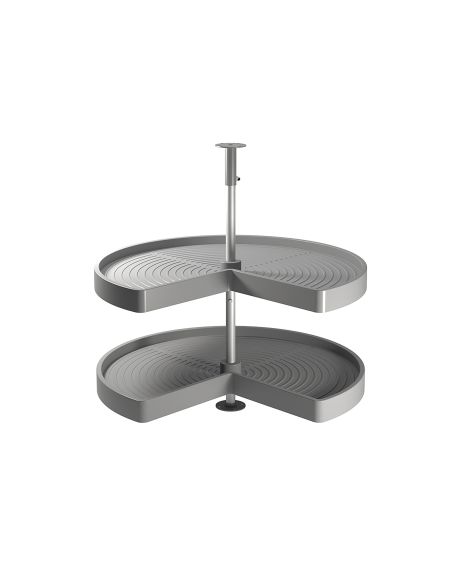 Emuca Coppia di cestelli girevole Shelvo 3/4, 900, Plastica grigia, Tecnoplastica e Alluminio