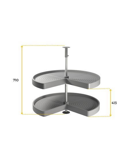 Emuca Coppia di cestelli girevole Shelvo 3/4, 900, Plastica grigia, Tecnoplastica e Alluminio