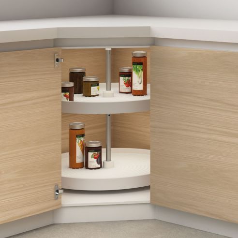 Emuca Set di piatti circolari da cucina Shelvo, per modulo da 800 mm, Tecnoplastica e Alluminio, Bianca