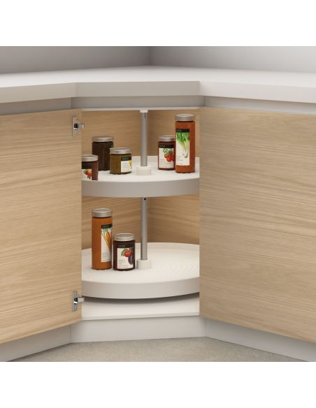 Emuca Set di piatti circolari da cucina Shelvo, per modulo da 800 mm, Tecnoplastica e Alluminio, Bianca