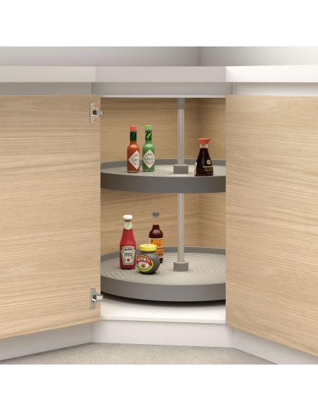 Emuca Set di piatti circolari da cucina Shelvo, per modulo da 800 mm, Tecnoplastica e Alluminio, Grigia