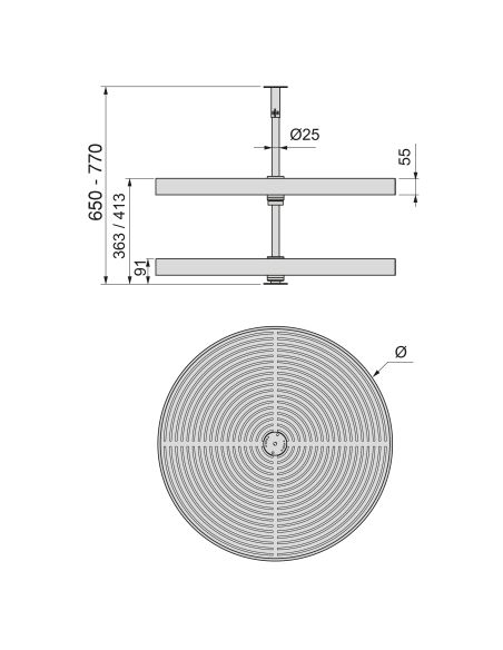 Emuca Set di piatti circolari da cucina Shelvo, per modulo da 800 mm, Tecnoplastica e Alluminio, Grigia