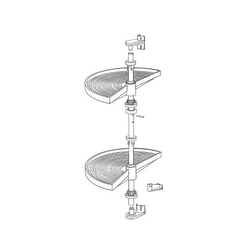 Emuca Coppia di cestelli girevoli Shelvo semicircolare, 800, Plastica grigia, Tecnoplastica e Alluminio