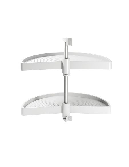 Emuca Coppia di cestelli girevoli Shelvo semicircolare, 900, Plastica bianca, Tecnoplastica e Alluminio